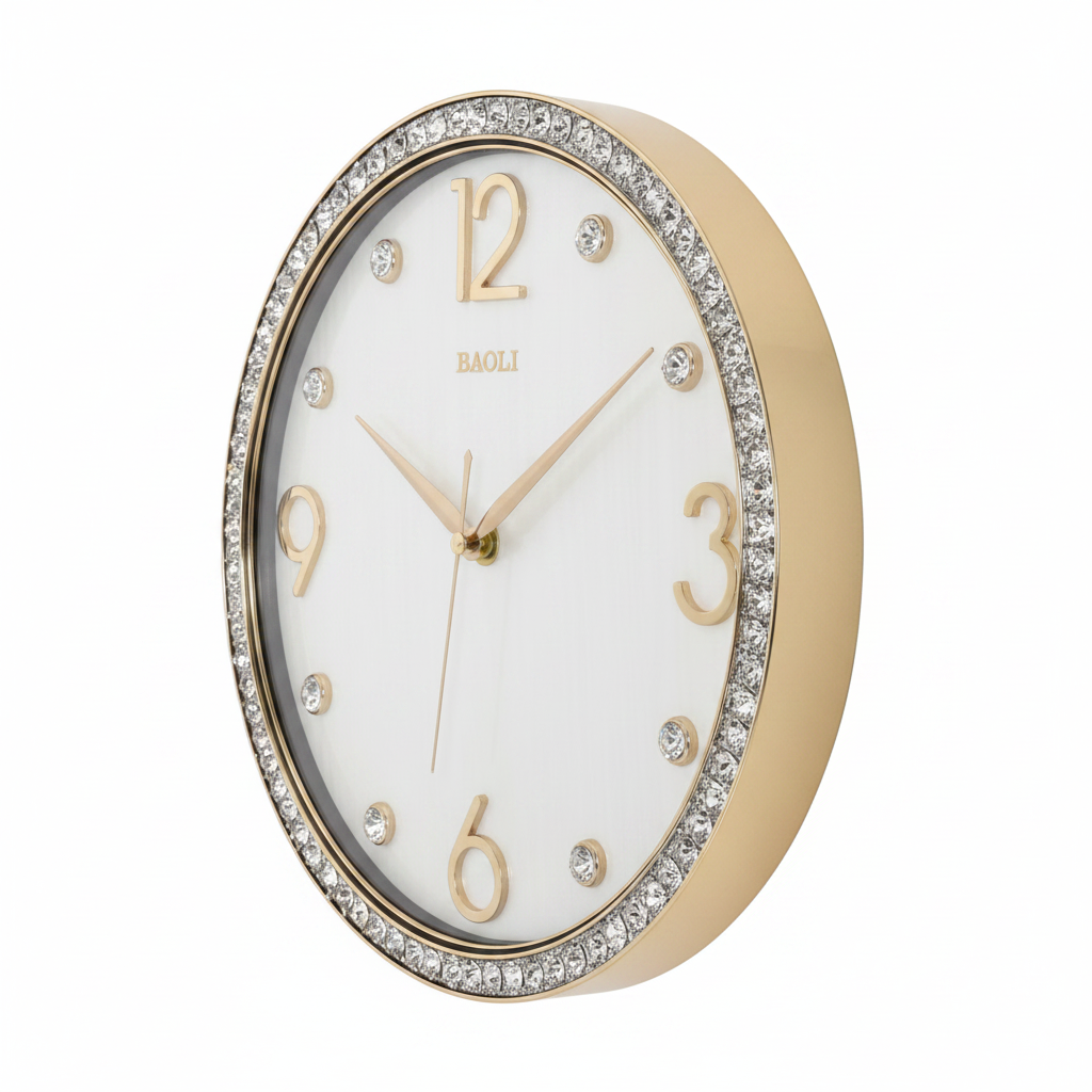 Baoli Round Wall Clock - Side Angle View