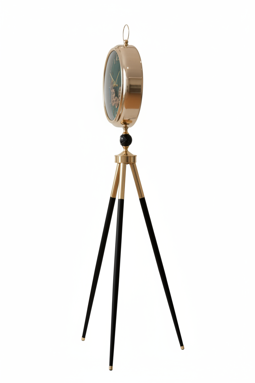 Luxury Tripod Floor Clock Emerald Green - Side Profile