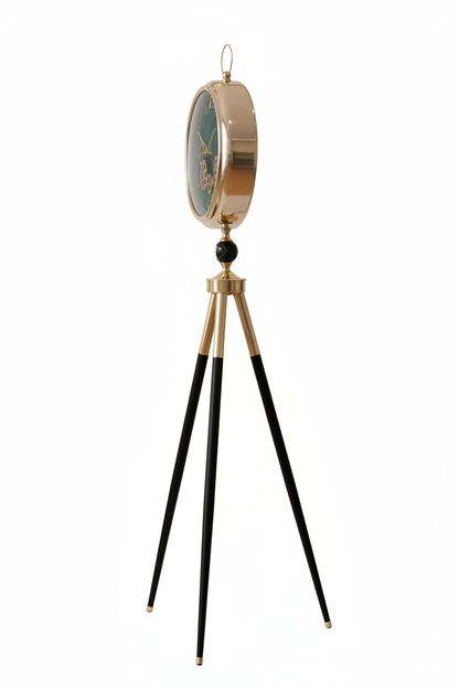 Luxury Tripod Floor Clock Emerald Green - Side Profile