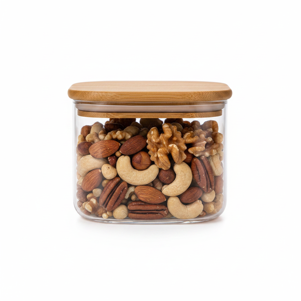 Born Chef Square Glass Jar - Front View White Background