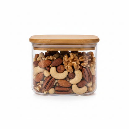Born Chef Square Glass Jar - Front View White Background