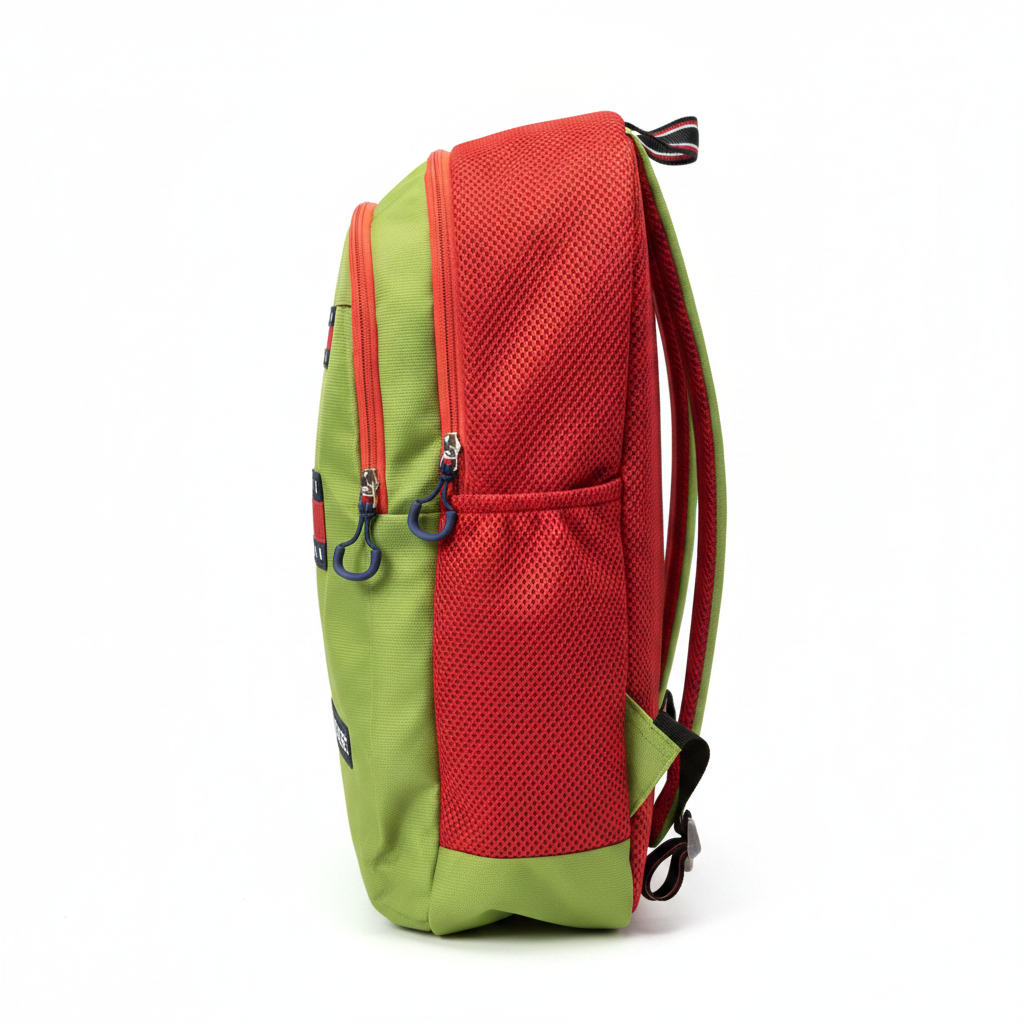 Tommy Hilfiger Green Red Backpack Side View