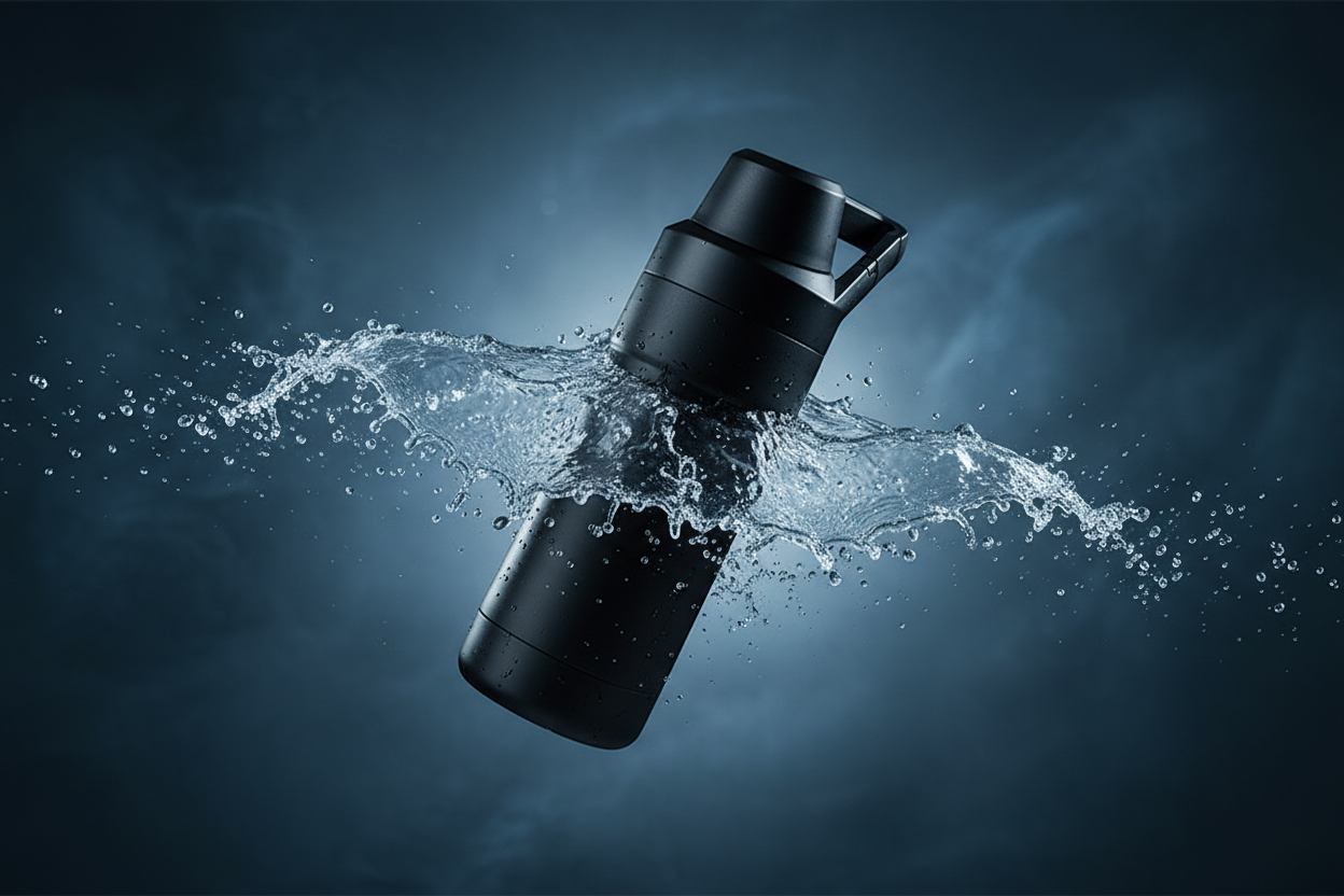 Premium Black Insulated Water Bottle - Dynamic Water Splash Levitation Shot