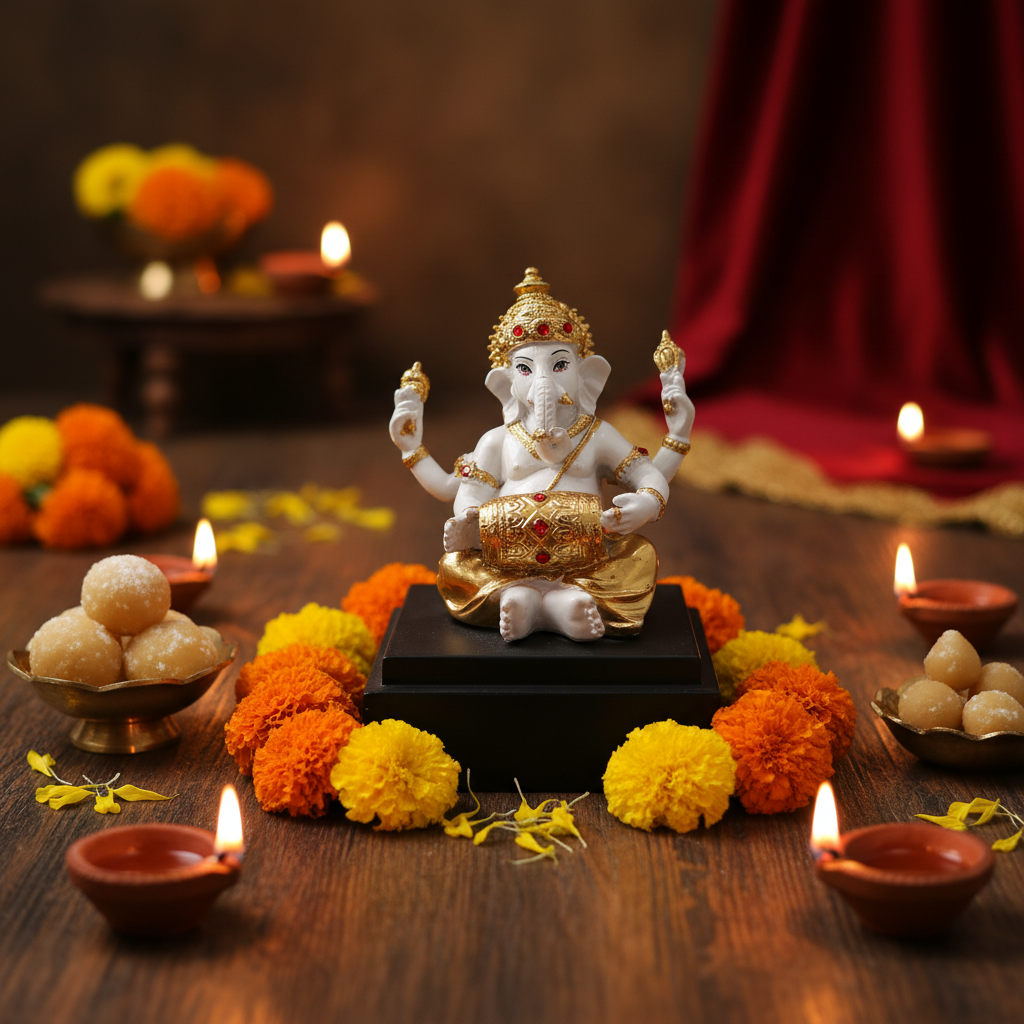 Gold White Ganesha Ganesh Chaturthi Lifestyle
