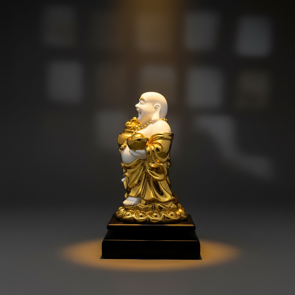 Laughing Buddha Figurine – Side Profile View