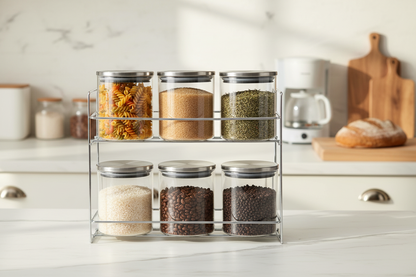 6 Glass Canister Set - Lifestyle Marble Countertop