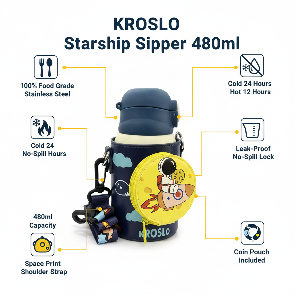 KROSLO Starship Sipper - infographic with key features