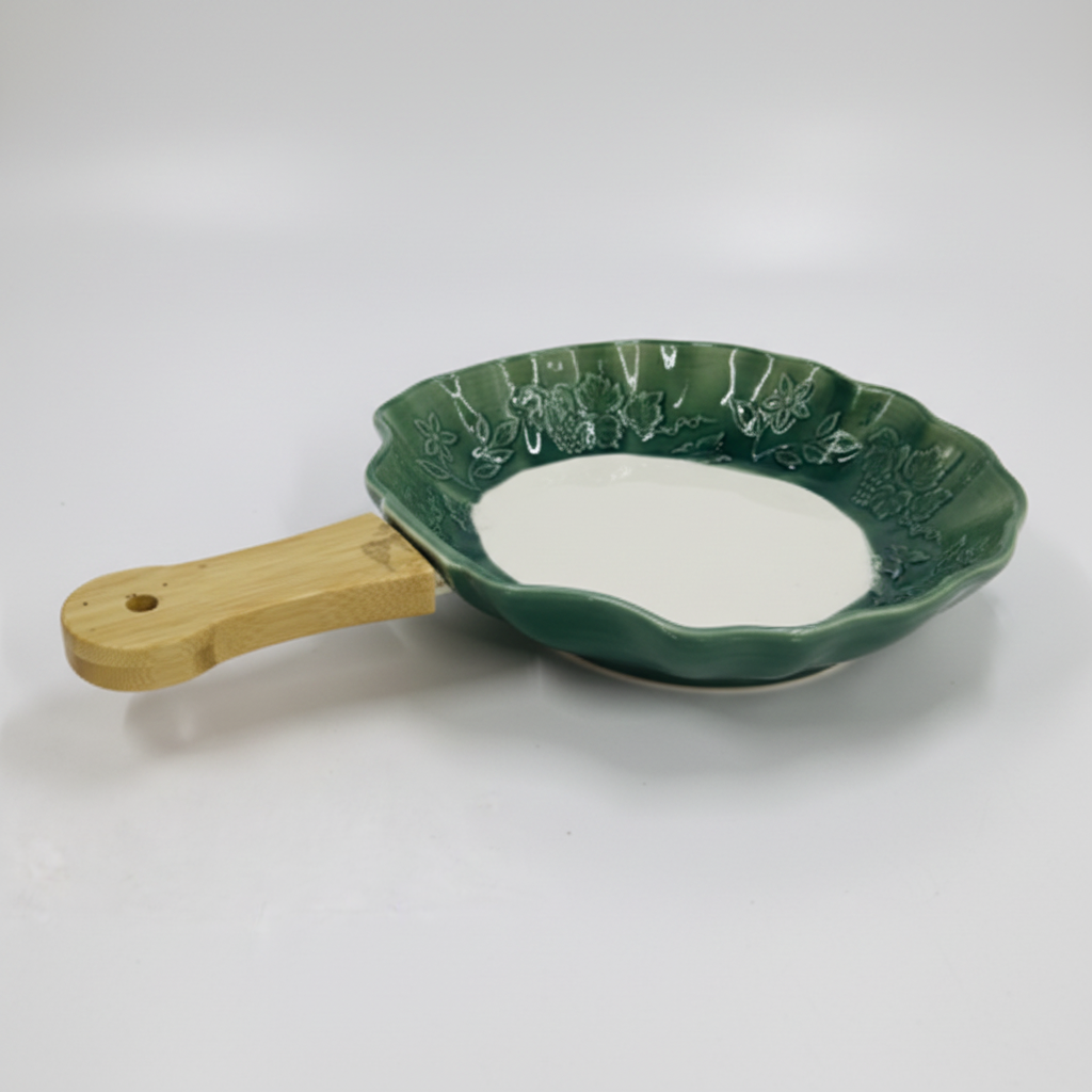 Fusion Snack Dish Green Wavy - Side Angle View