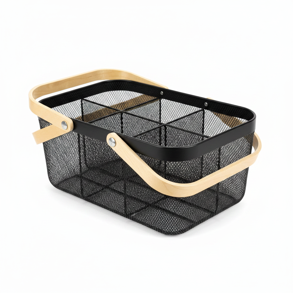 Black Mesh Basket - Three-Quarter Angle