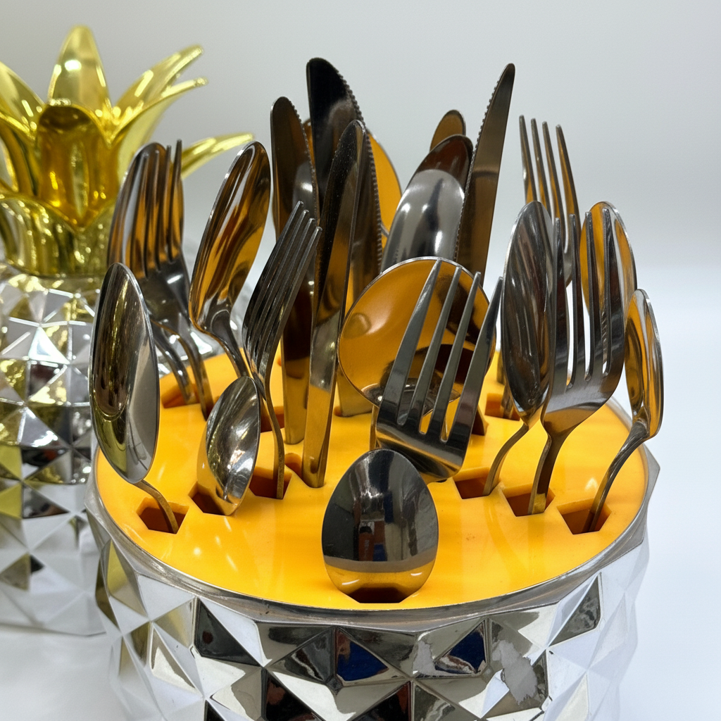 Pineapple Cutlery Set - Close-up Diamond Pattern