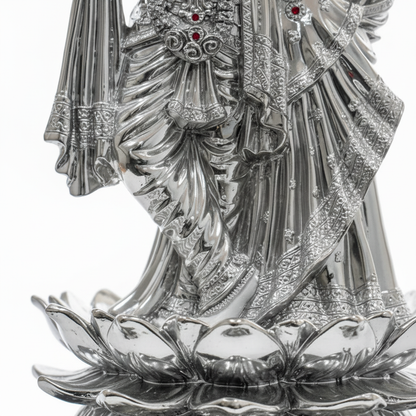 Radha Krishna – Silver Lotus Base Detail