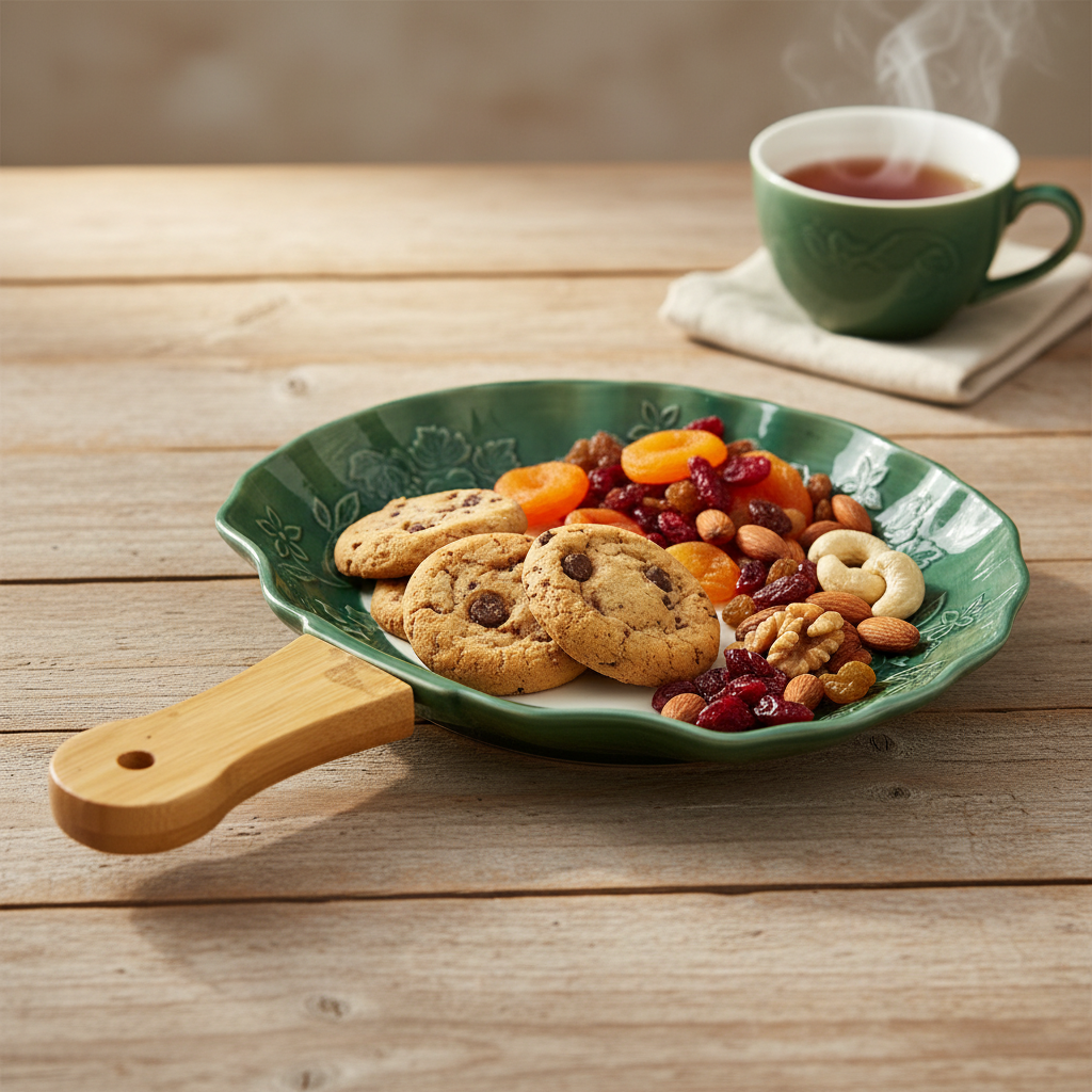Fusion Snack Dish Green Wavy - Lifestyle Shot with Snacks