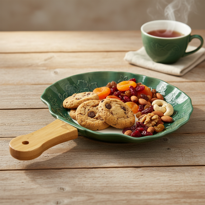 Fusion Snack Dish Green Wavy - Lifestyle Shot with Snacks