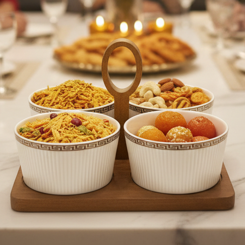Yamasin Greek Key Bowl Set - Snacks Lifestyle Shot
