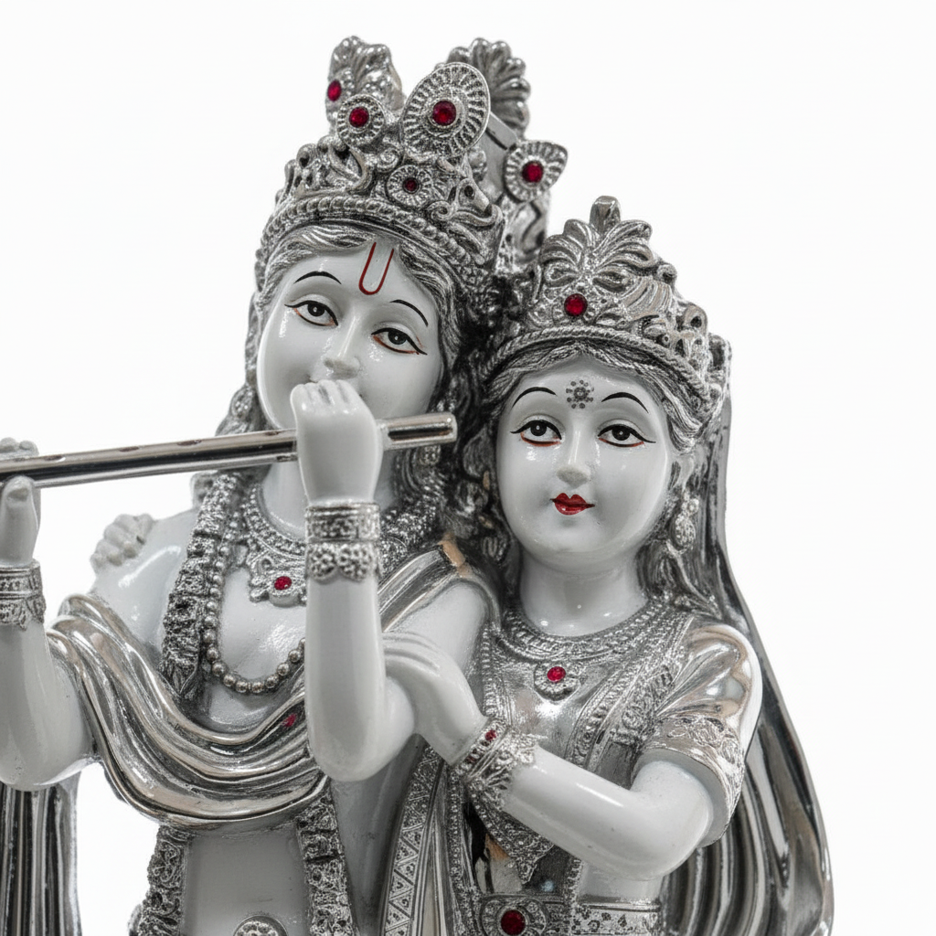 Radha Krishna – Face & Crown Close-up Detail