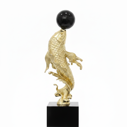 Gold koi fish sculpture single piece close up detail