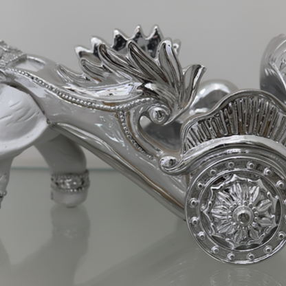 Silver filigree detail on elephant chariot figurine