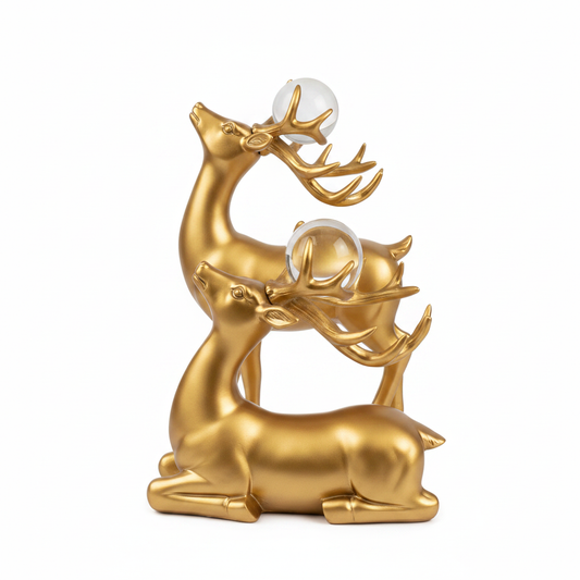 Gold Deer Pair Figurine - Left Side Profile