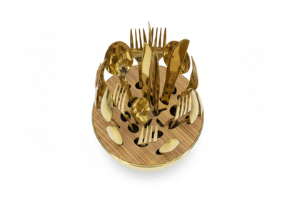 Gold Egg Cutlery Holder - White Background