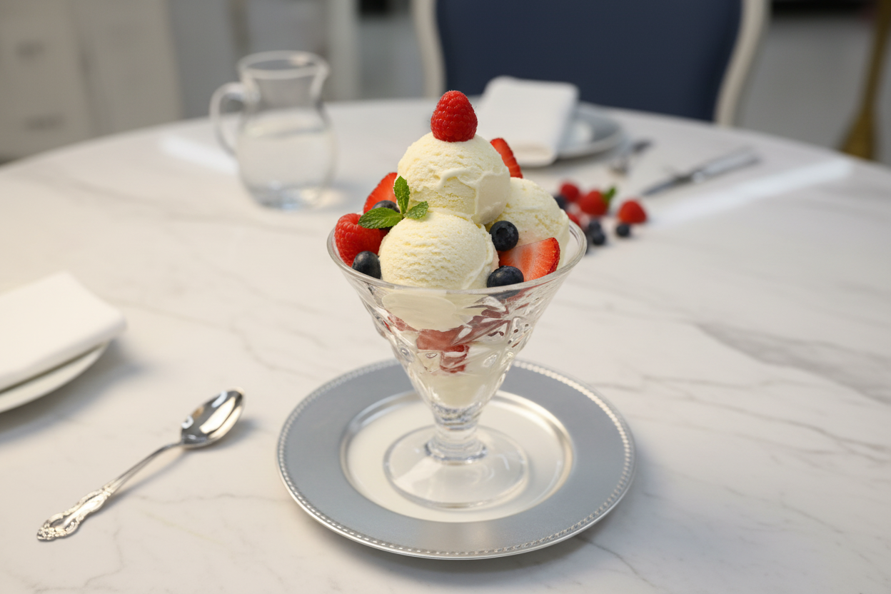 Crystal Dessert Cup - Lifestyle with Ice Cream