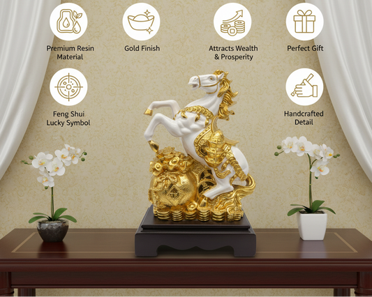 Gold Horse Figurine - Benefits Infographic