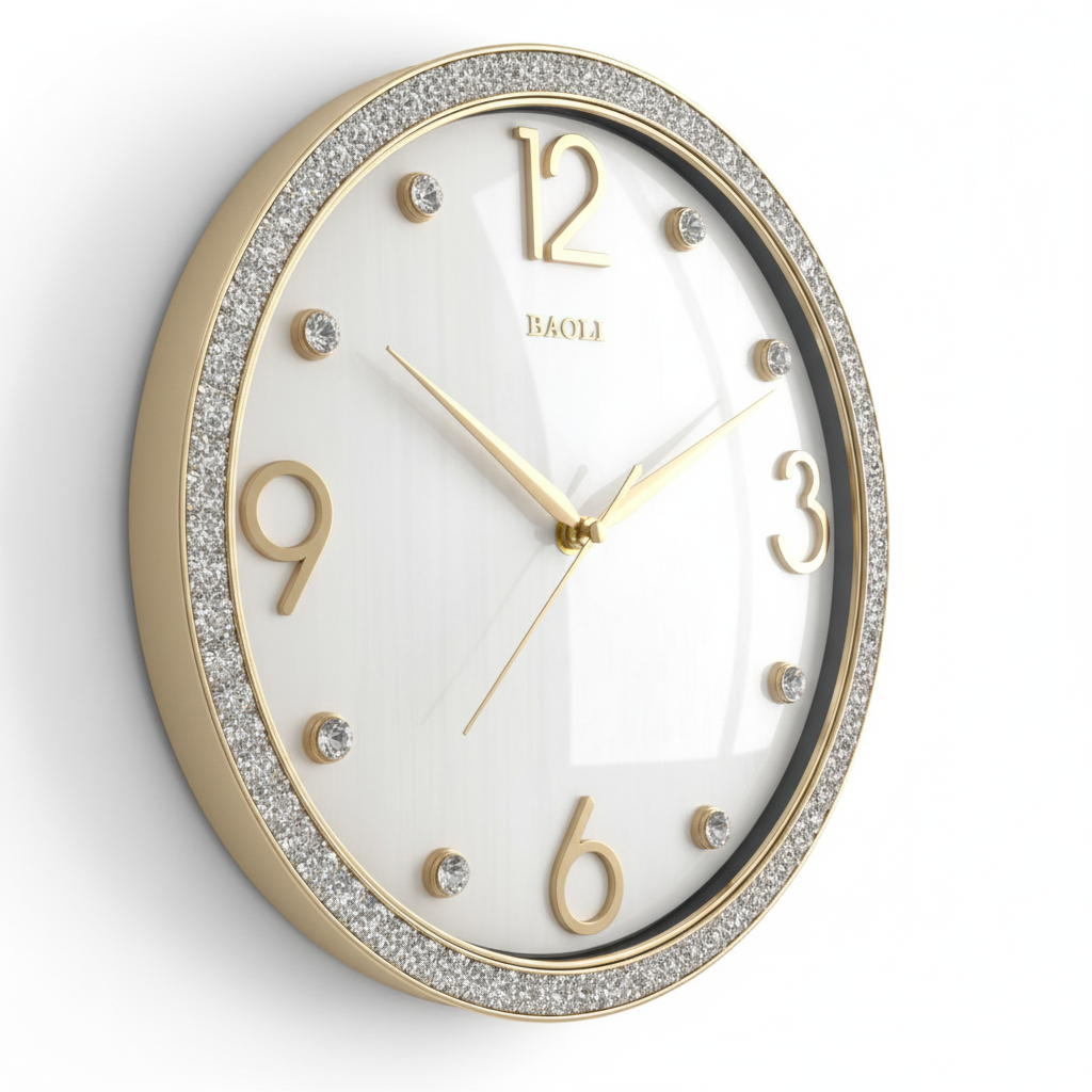 Baoli Round Wall Clock - Three Quarter Angle