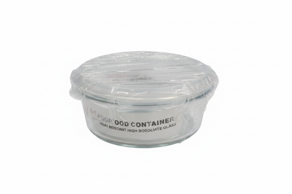 Round Borosilicate Glass Food Container 400ml White Background