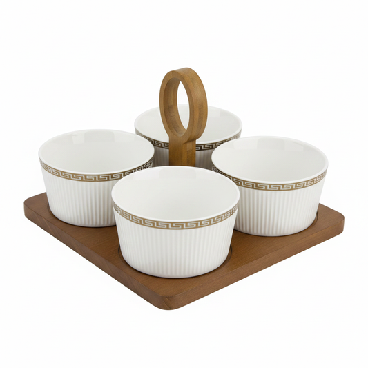 Yamasin Greek Key Bowl Set - White Background Full View