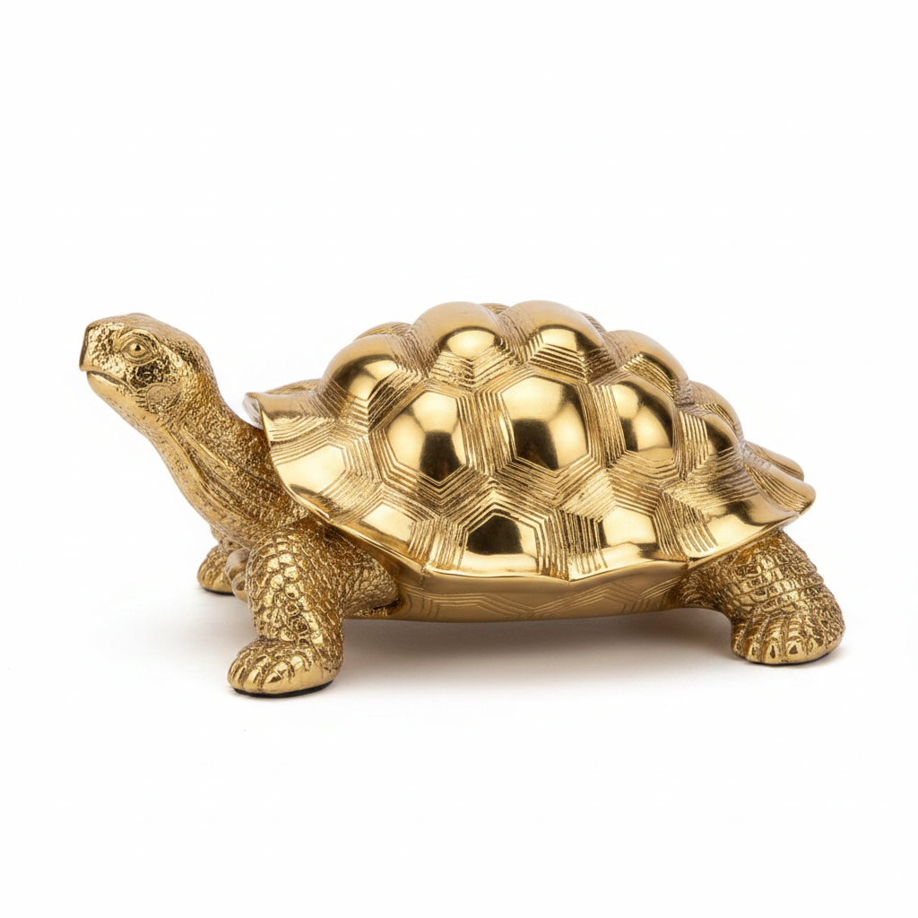 Gold Tortoise Figurine - Left Side Profile