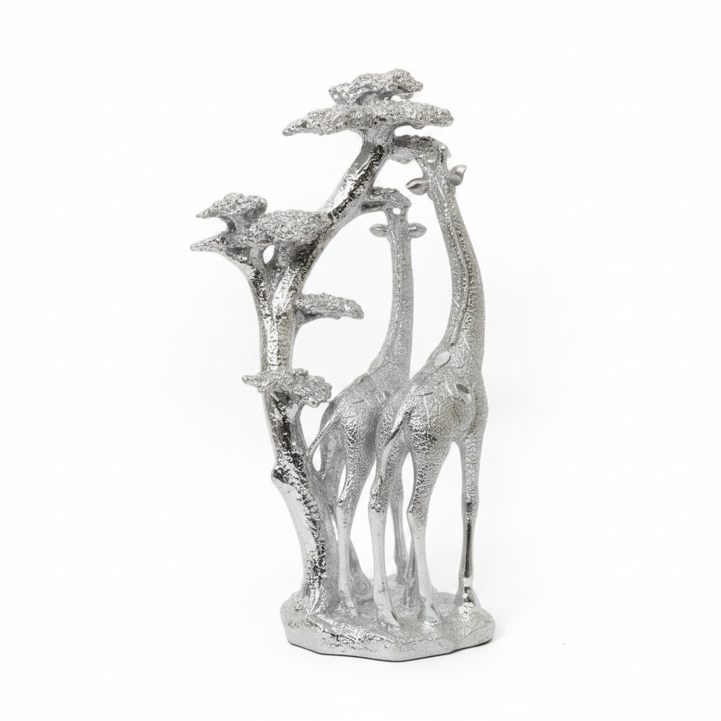 Silver Giraffe Family - Back View