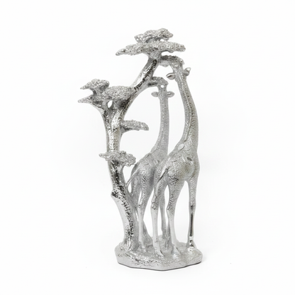 Silver Giraffe Family - Back View