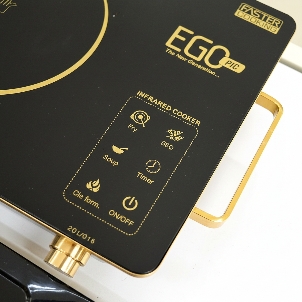 EGO PIC Infrared Cooker - Close-up Floral Design & Controls