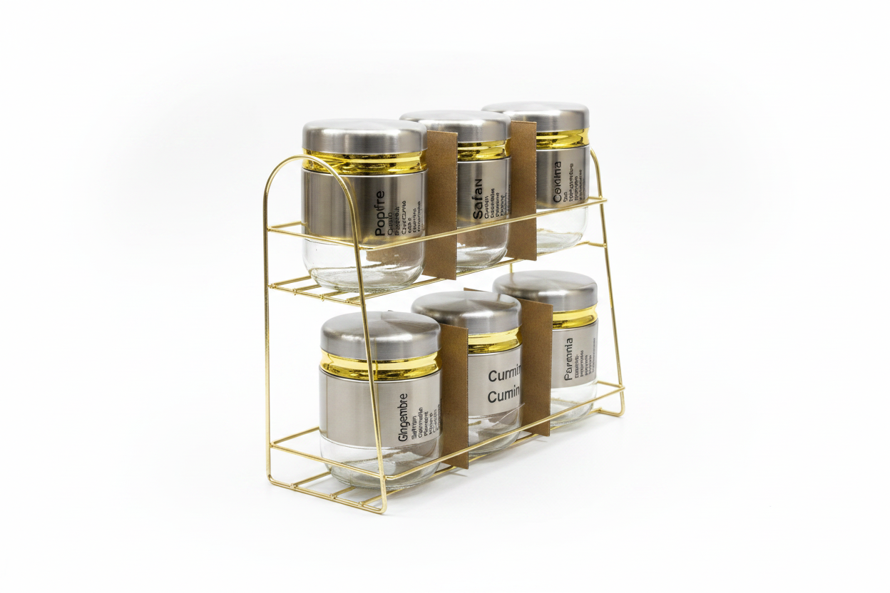 Born Chef Gold Metal Rack Side Angle View