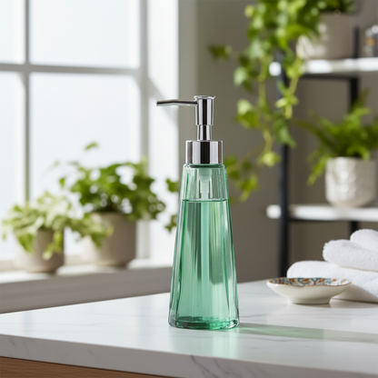 Green Glass Soap Dispenser - Lifestyle Scene