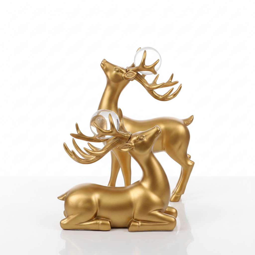Gold Deer Pair Figurine - Right Side Profile