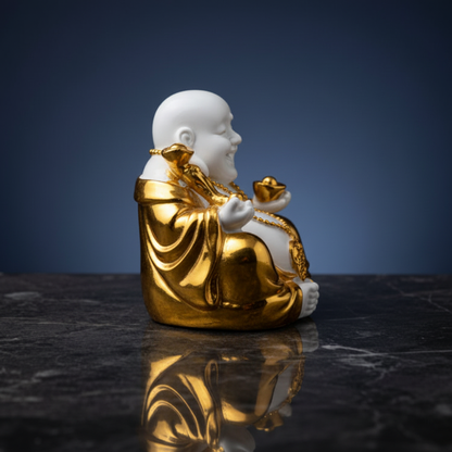 Sitting Laughing Buddha Figurine – Side Profile View