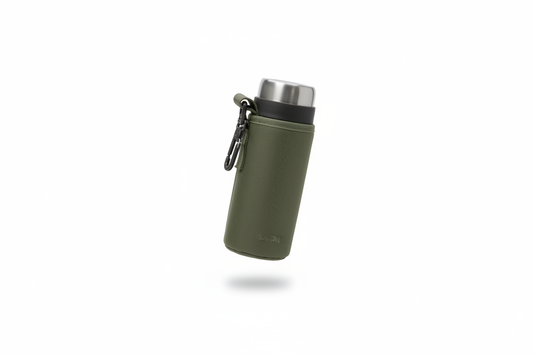 Olive Green Tactical Thermos Pouch - Minimal White Background Studio Shot