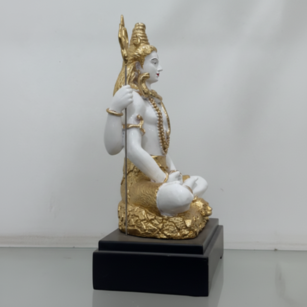 White gold Shiv Ji murti side profile full height