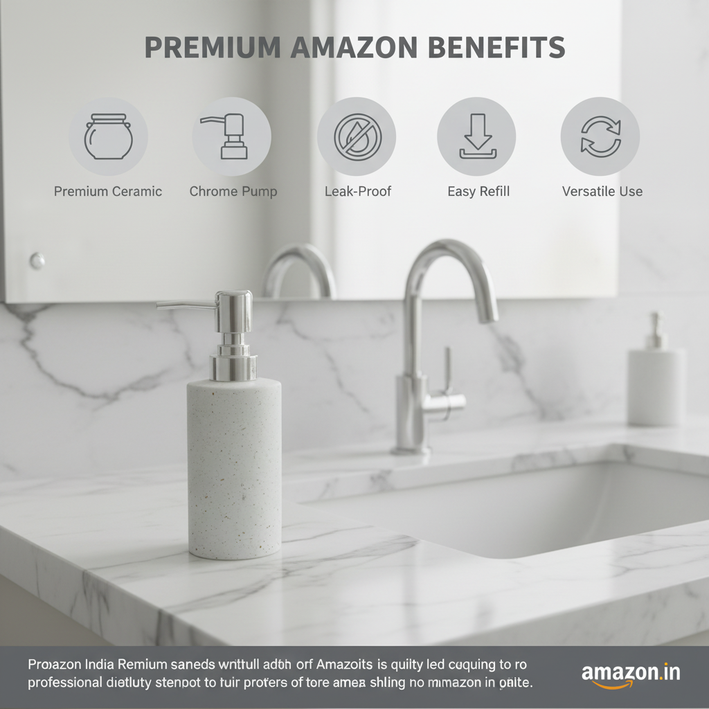 White Speckled Soap Dispenser - Benefits Infographic