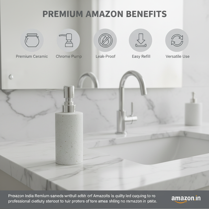 White Speckled Soap Dispenser - Benefits Infographic