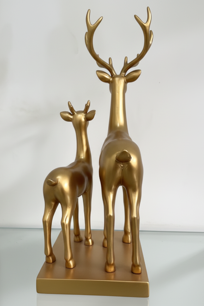 Gold Deer Family Figurine - Back View
