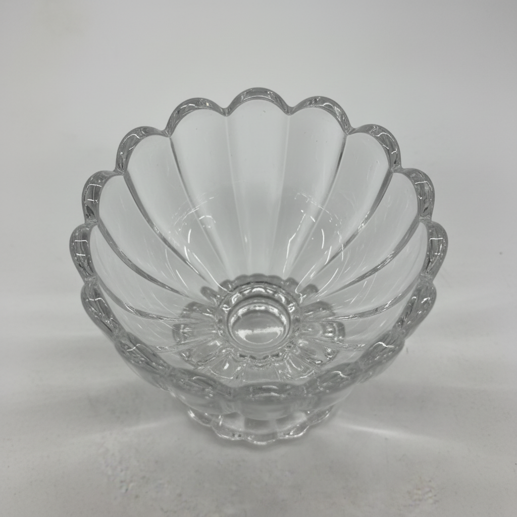 Rohn Glass Ice Cream Cup - Top View Scalloped Rim Detail