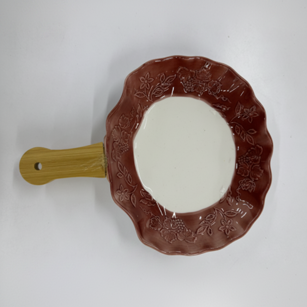 Fusion Snack Dish Brown Wavy - Top View White Background