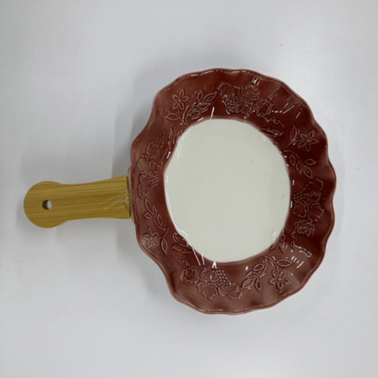 Fusion Snack Dish Brown Wavy - Top View White Background