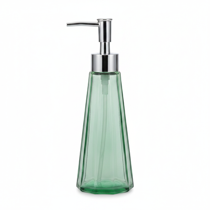 Green Glass Soap Dispenser - Front View