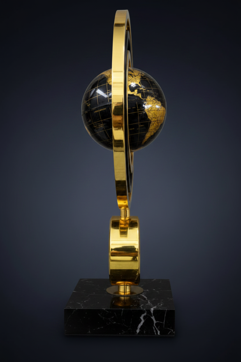 Gyroscope Globe Clock - Side Profile