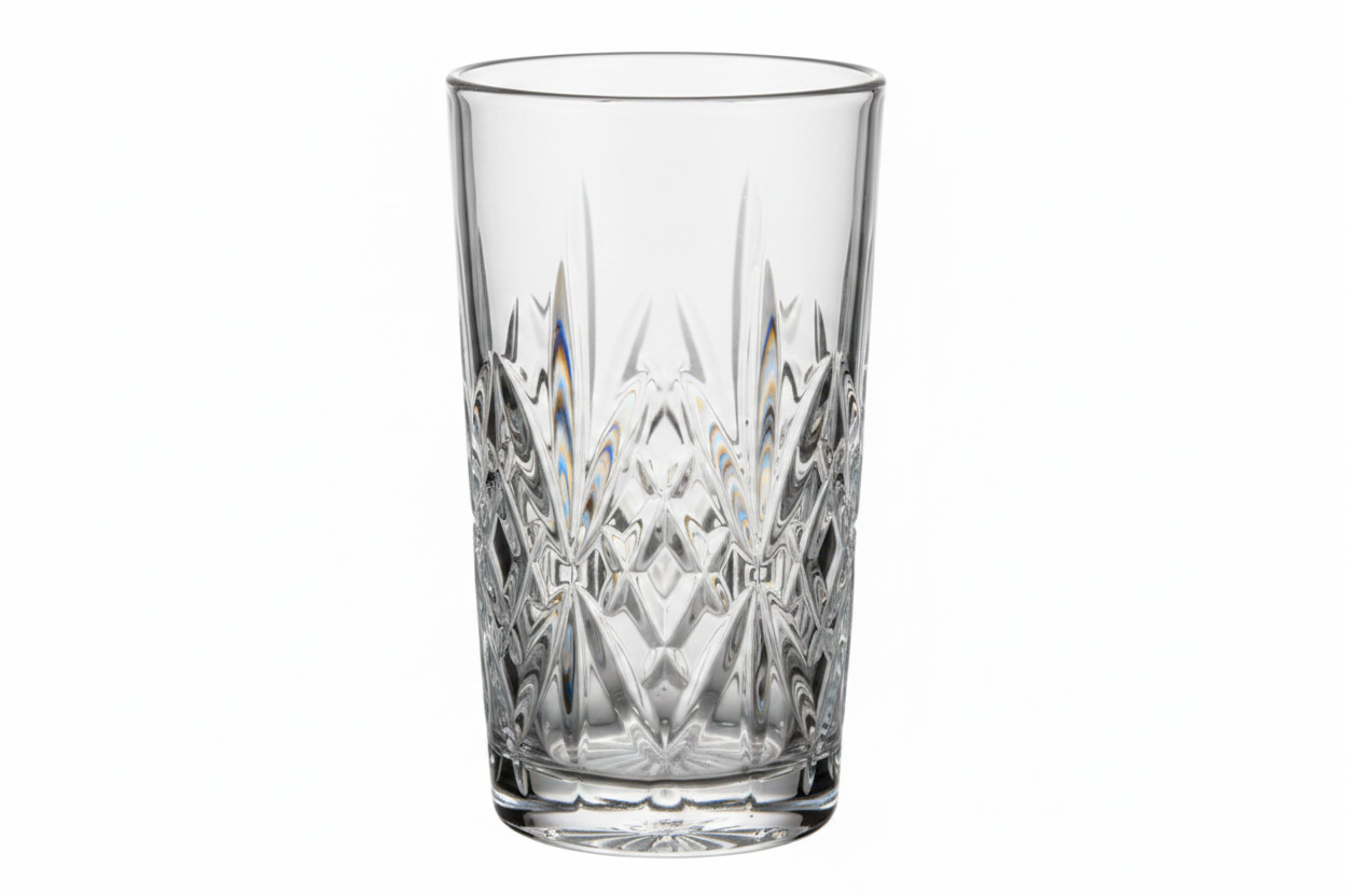Born Chef Single Crystal Cut Water Glass Star Leaf Pattern