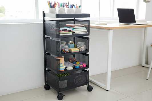 Black Rolling Organizer Cart - Lifestyle Shot