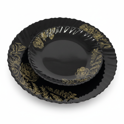 33 Pcs Black Glassware - Two Plates Stacked White Background