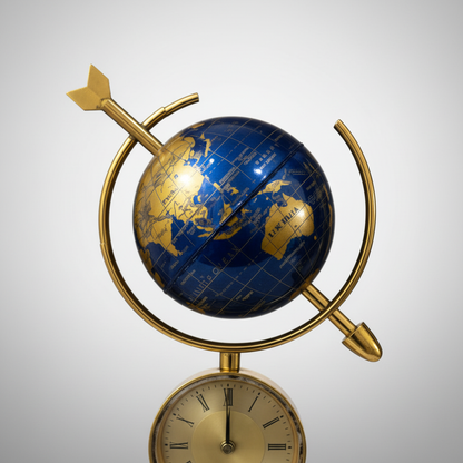 Blue Globe Arrow Clock - Globe Close-up